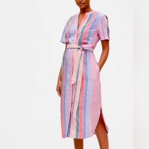 GAP Shirt Dress Striped Midi Short Sleeve